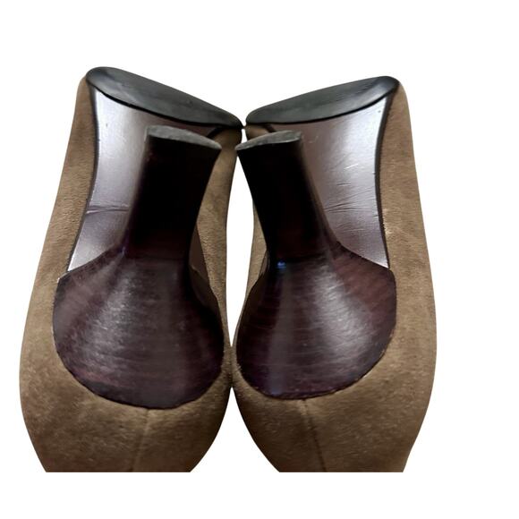 Cole Haan Brown Suede Chain Pumps 8B – Classic Square Toe Kitten Heels Workwear - Picture 8 of 8